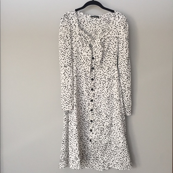 Shein Black + White Polka Dot Midi Dress - Picture 6 of 13